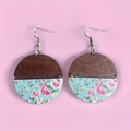 Beautiful Wood Floral Circle Earrings