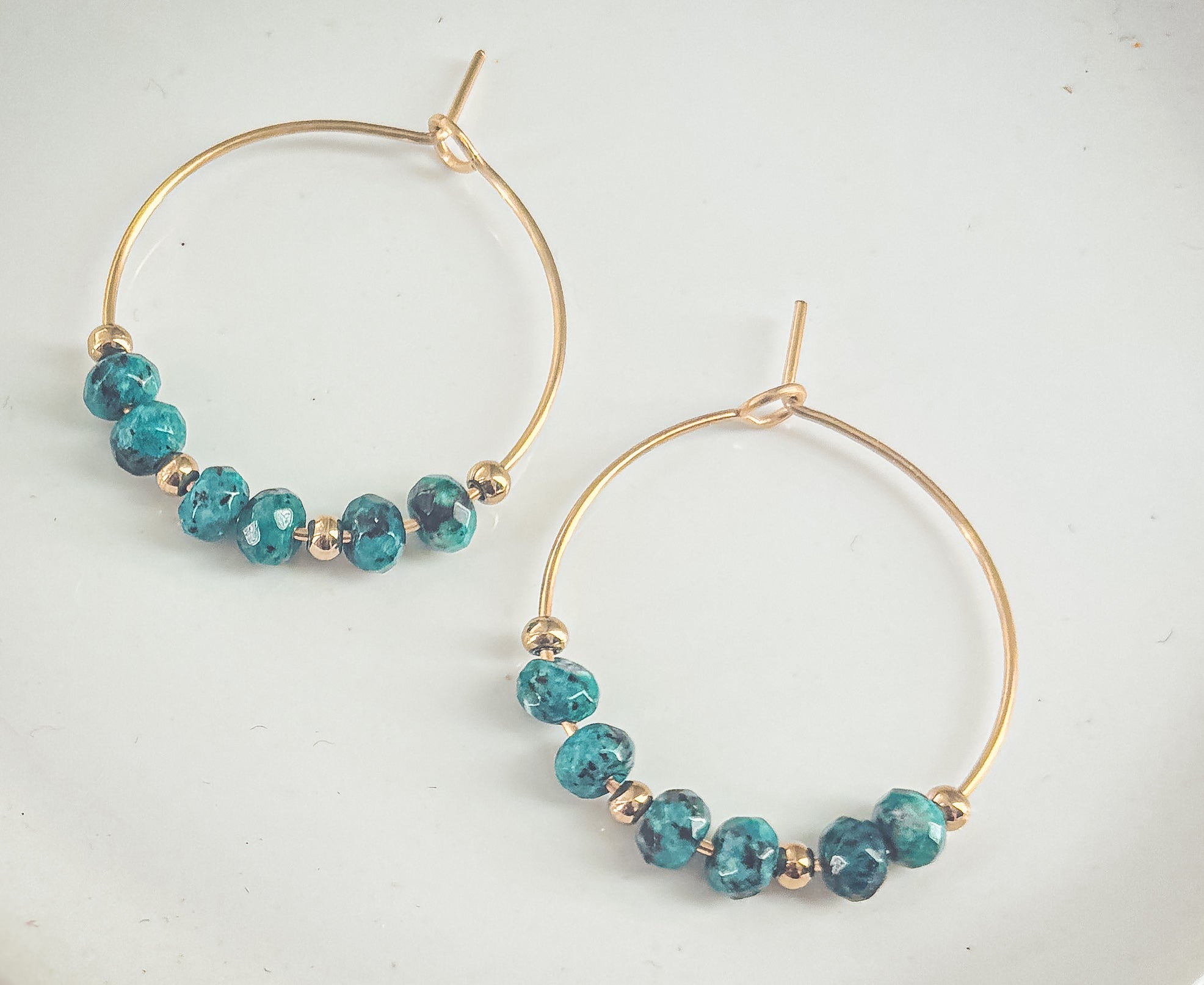 Beautiful Turquoise Stone Hoop Earrings