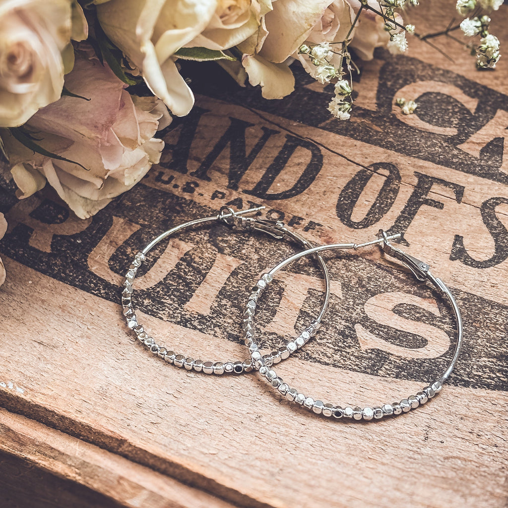 Beautiful Silver Glimmer Hoop Earrings