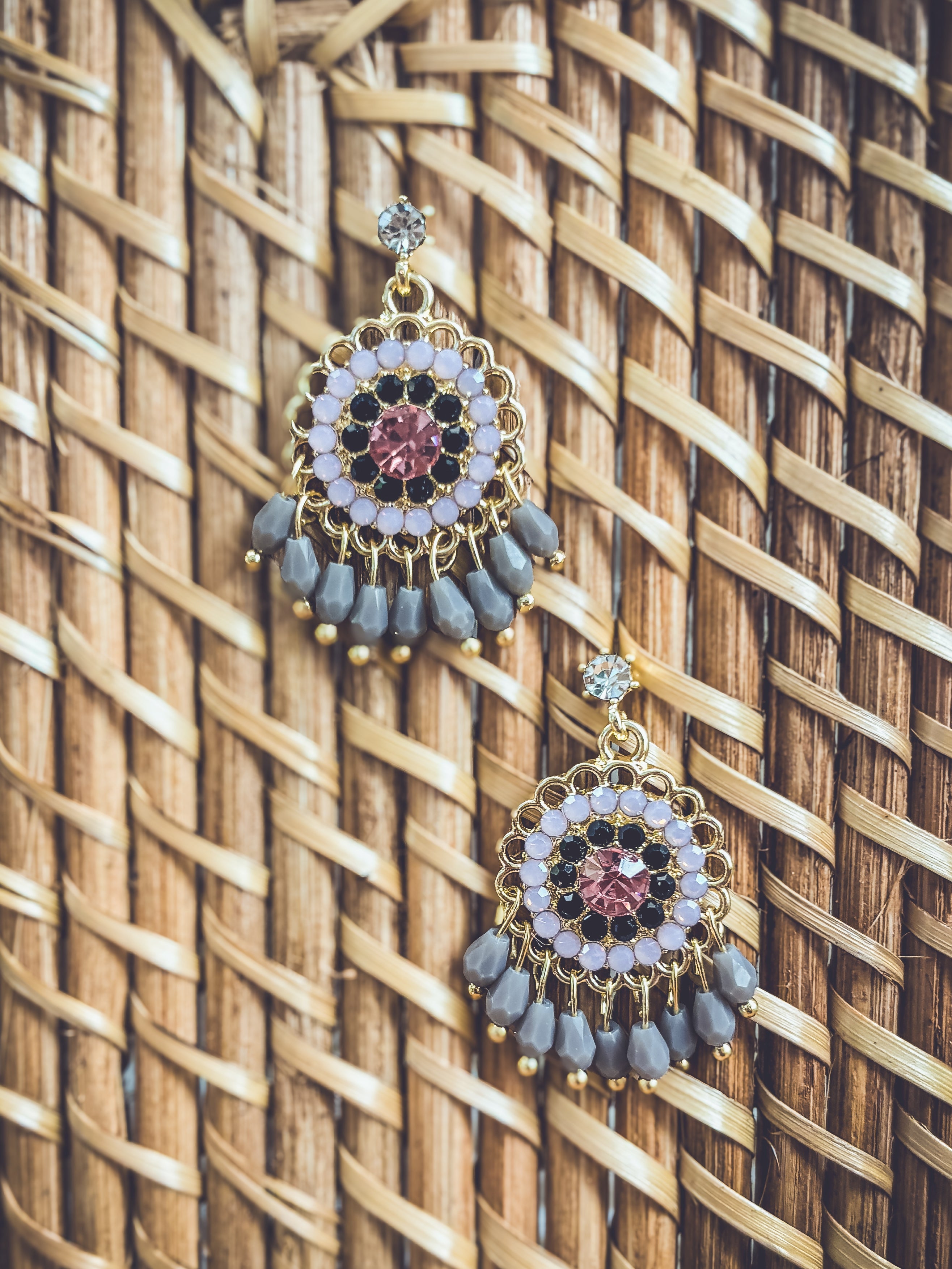 Beautiful Pink and Purple Crystal Drop Earrings