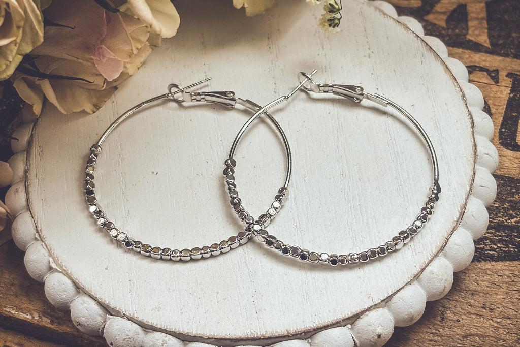 Beautiful Silver Glimmer Hoop Earrings